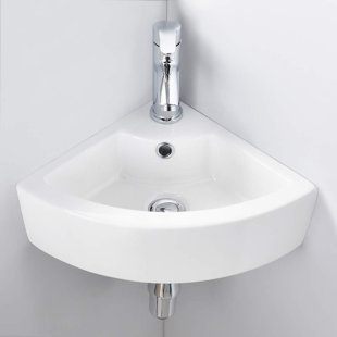 Gardenix Decor 12 White Ceramic Specialty Corner Bathroom Sink With Overflow 